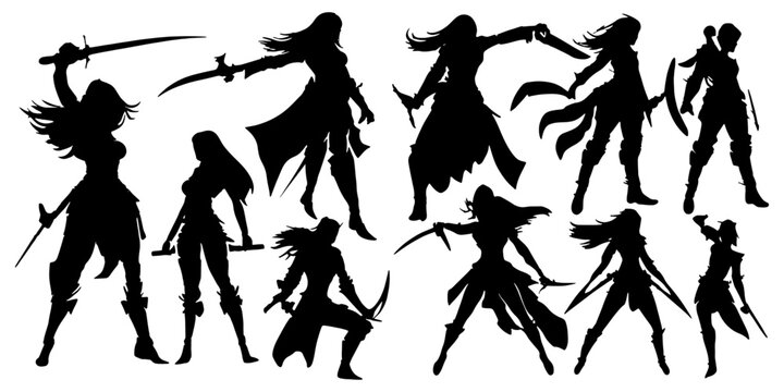 female warrior silhouettes