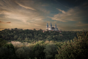 Monastery building in Krakow seen from afar, Poland.