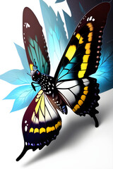  ai-generated, illustration of a beautiful colorful butterfly flying