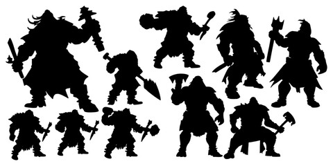 dwarf warrior silhouettes