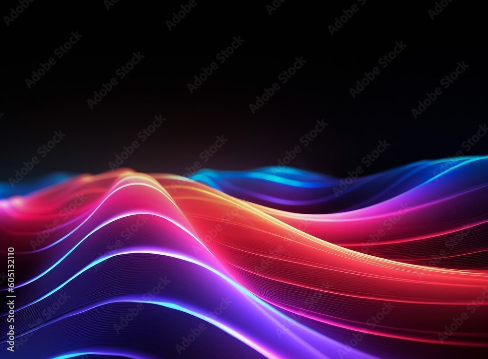 Wall mural abstract background with glowing wavy pattern. generative ai