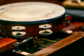 Obraz premium percussion musical instrument of a symphony orchestra tambourine