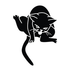 black and white cat icon. isolated on white background. vector illustration.