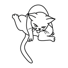 black and white cat icon. isolated on white background. vector illustration.