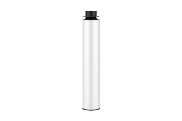Foam Gun with Matte Polyurethane Bottle Mockup Isolated On White Backgroun. 3d illustration