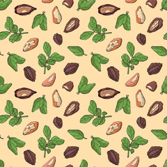 Seamless pattern with brazil nuts. Design for fabric, textile, wallpaper, packaging.