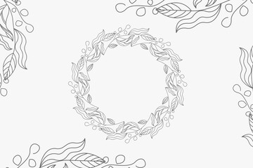 Illustration vector graphic of line art leaves, floral, plant. Good for logo, decoration, background, template