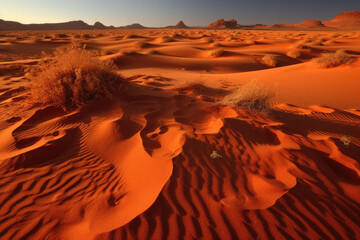 Fototapeta na wymiar Hot red sands in the desert. Generative AI.