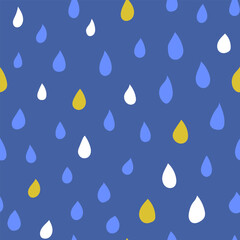 Drops seamless pattern. Rain seamless vector pattern. Falling water drops. 