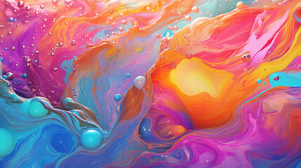 Fototapeta na wymiar A vivid background with many colors splashing water. Generative AI