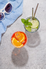 Refreshing cocktails on a sunny day