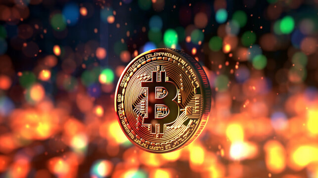 A gold and black coin with the word b on it