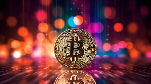A gold and black coin with the word b on it