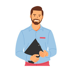 Naklejka na ściany i meble vector illustration of office people and clipboard in hand