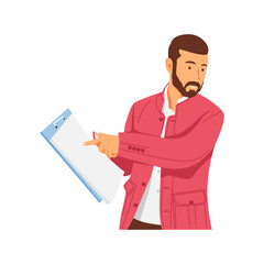 vector illustration of office people and clipboard in hand