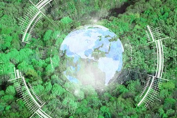 Tropical forest and modern environmental technology concept
