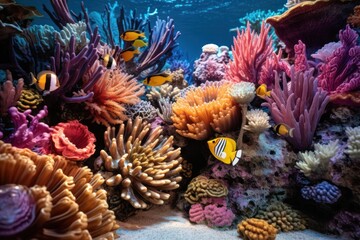 coral reef with fish close up view, ai tools generated image