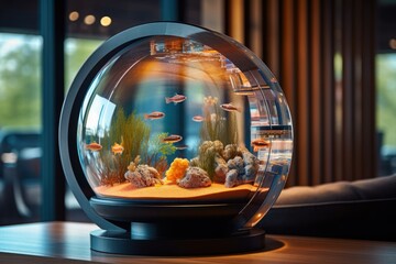 modern beautiful aquarium with fish, ai tools generated image