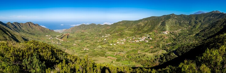 Fototapeta na wymiar Palmar valley nestled amidst the Teno mountains with villages El Palmar, Las Lagunetas and Las Portelas, a must-visit travel destination with stunning landscapes and agricultural heritage of Tenerife.