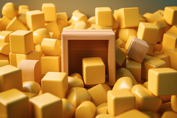 children's yellow wooden blocks. generative ai