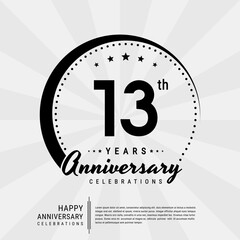 13th year anniversary design template. vector template illustration