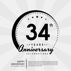 34th year anniversary design template. vector template illustration