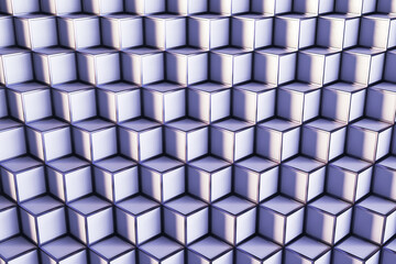 Creative purple cubes pattern background. Landing page concept. 3D Rendering.