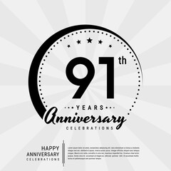 91th year anniversary design template. vector template illustration