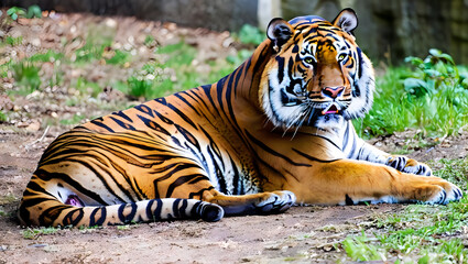 Obraz premium tiger in the jungle, feline, wildlife, wild, mammal, AI generated