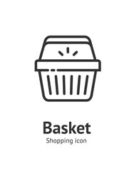 Shopping Basket with Handle Sign Thin Line Icon Emblem Concept for Marketing Symbol of Discount. Vector illustration
