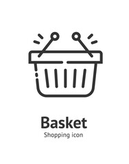 Plastic Shopping Basket Sign Thin Line Icon Emblem Business Concept Symbol of Internet Order. Vector illustration
