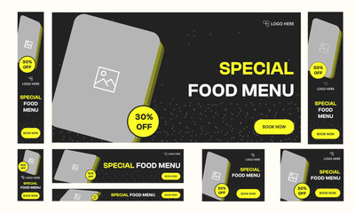 Set of special food offer web bannner template design for social media posts, fully editable vector eps 10 file format