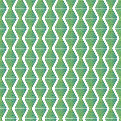 Watercolor seamless hand drawn geometric pattern with colorful waves of rhombuses