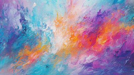 Obraz premium Abstract multicolor painting with grunge texture on canvas. 