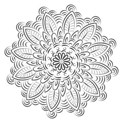 Vector Abstract Mandala Pattern. Mandala Retro hand drawn for print or use as poster, card, flyer, sticker or tattoo