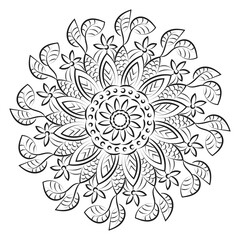 Vector Abstract Mandala Pattern. Mandala Retro hand drawn for print or use as poster, card, flyer, sticker or tattoo