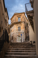Fototapeta na wymiar Street of Ragusa Ibla, Sicily, Italy, Europe, World Heritage Site