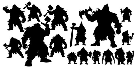 dwarf warrior silhouettes