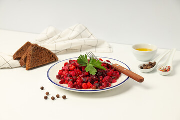 Concept of tasty food, cold dish - Vinaigrette salad