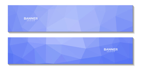 set of social media banners with abstract blue geometric background with triangles for business