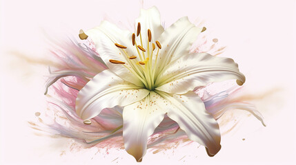Beautiful lily flower wedding invitation flower. Generative AI
