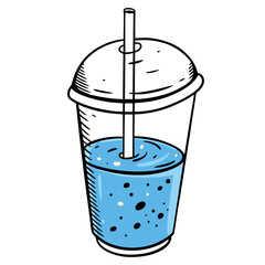 Hand drawn blue water drink isolated illustration