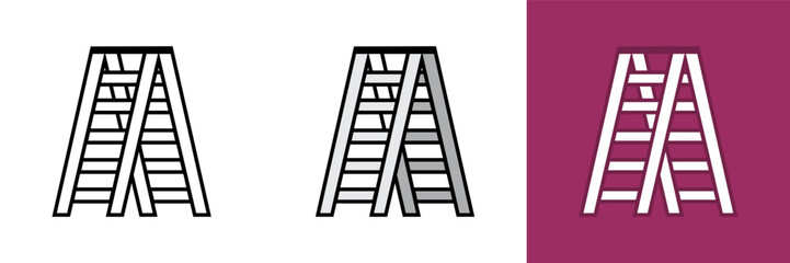 Folding Ladder Icon, the folding ladder icon represents a versatile and space-saving tool used for reaching elevated areas with ease. 