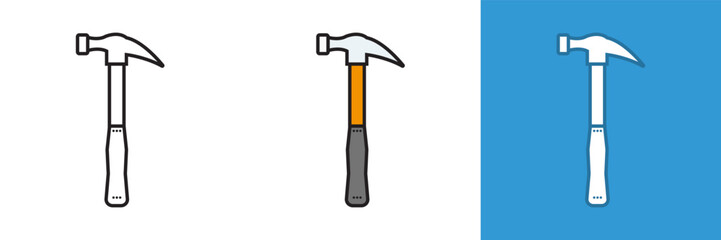 Hammer Icon, The hammer icon represents a versatile and essential tool used for driving nails, shaping materials, and performing various tasks in construction, carpentry, and DIY projects. 