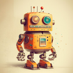 Fototapeta premium cartoon robot in vintage style created with Generative Ai technology