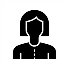 Solid vector icon for female avatar which can be used various design projects.