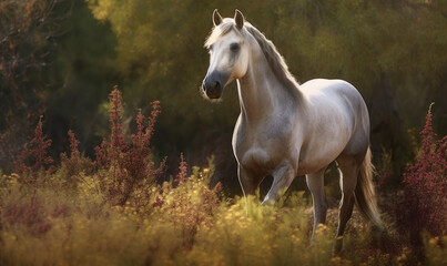 Obraz premium photo of Morgan stallion in its natural habitat. Generative AI