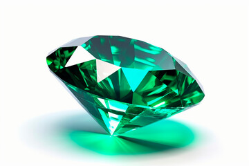 Fototapeta premium green diamond on white background created with Generative Ai technology