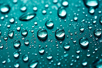 rain drops on the blue background created with Generative Ai technology