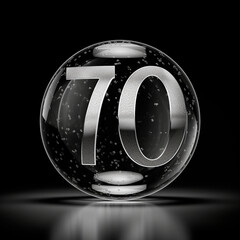 number 70 in a bubble on a black background created with Generative Ai technology